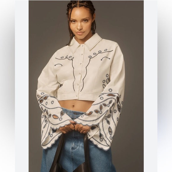 Anthropologie Tops - Anthropologie Let Me Be Eyelet Long-Sleeve Blouse